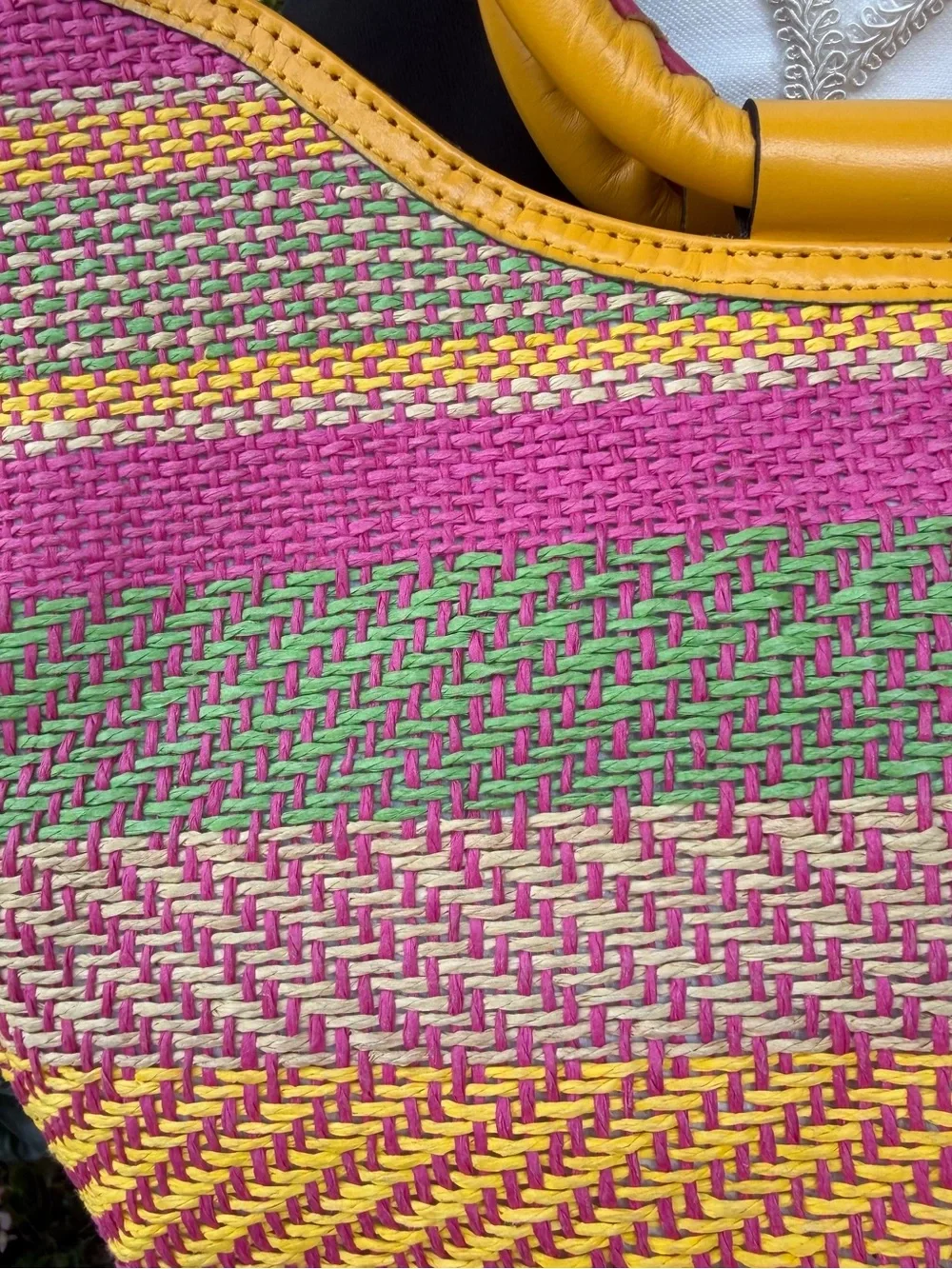Patricia Nash Multicolor Woven Leather Handle Hobo Shoulder Bag Vibrant Colors